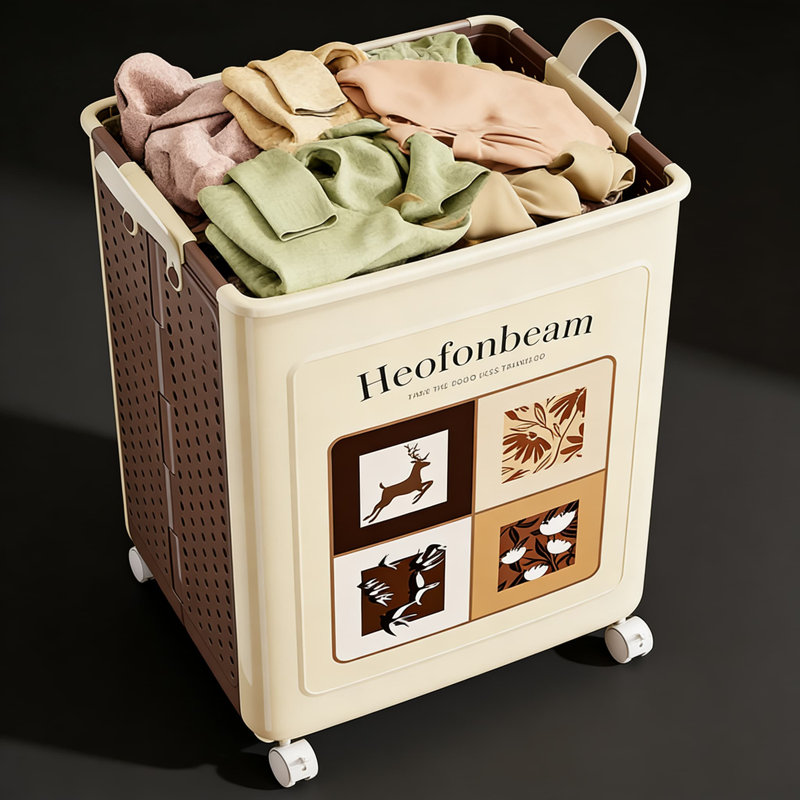 Foldable Laundry Hamper With Wheels For Home Use, Large Collapsible Storage Basket For Clothes, Toys, And Bathroom Organization