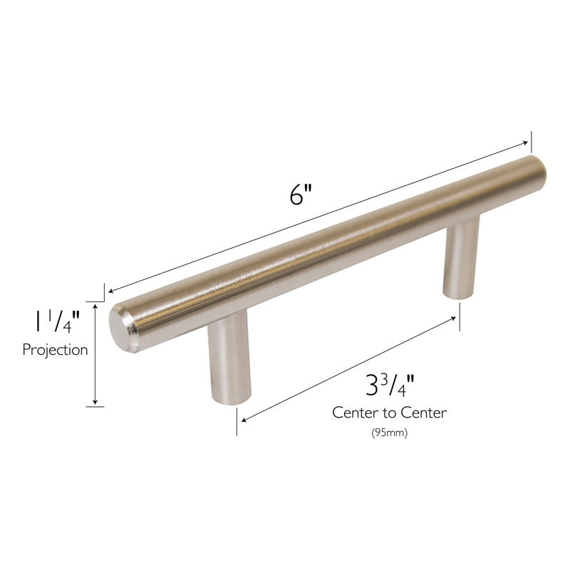 Modern Stainless Steel Cabinet Bar Pulls, 6-inch, Set of 10