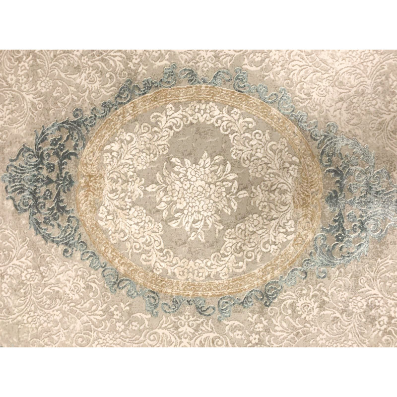 5x8 Blue and Gold Turkish Antep Rug