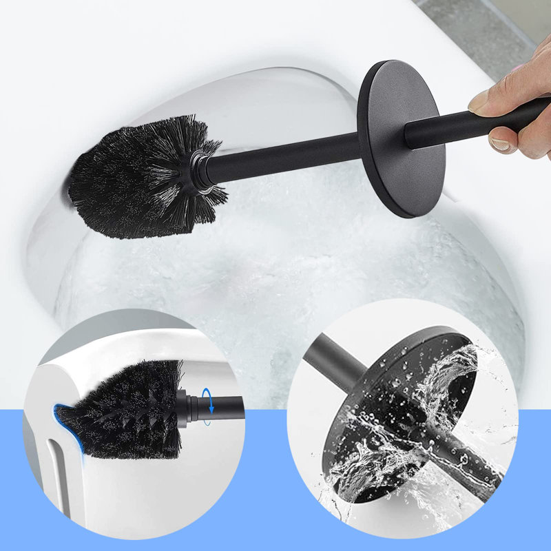 Matte Black Stainless Steel Wall-Mounted Toilet Brush and Holder