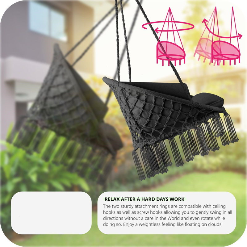 Hanging Egg Chair With Cushion, Black