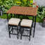Ensemble repas d'extérieur 5 pièces avec table pliable en bois d'acacia, tabourets en osier et coussins pour la cour-842624224