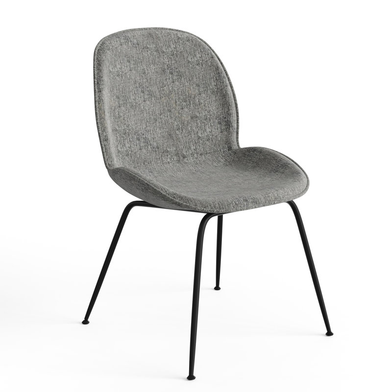 Chaise d'appoint rembourrée Hatfield, Tissu à tressage panier gris clair, Noir