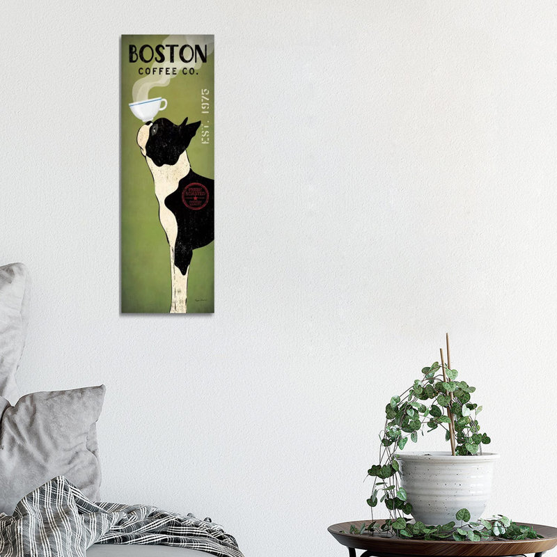 Boston Terrier Coffee Co. by Ryan Fowler - Wrapped Canvas Panoramic Print, 30.48 cm H x 91.44 cm W x 1.91 cm D