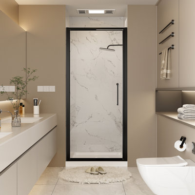 Frameless Shower Door, Pivot Shower Door, Semi-Frameless Enclosure with Easy-Clean 1/4 Inch (6mm) Glass & Rust-Resistant Hardware, 35-36" W x 72" H