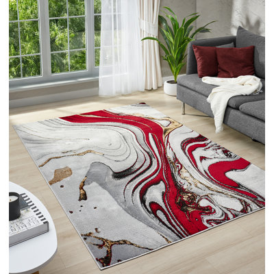 Modern Abstract Area Rug Swirls Contemporary Marble Colourful Carpet For Living Room Bedroom With Gold Lurex Accents