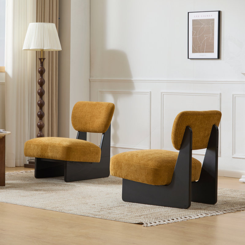 Ensemble de 2 chaises longues modernes, Jaune, Noir