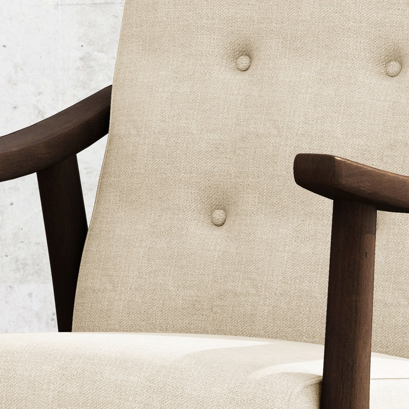 Chaise de style Mid-Century moderne avec revêtement beige et structure d'appoint solide
