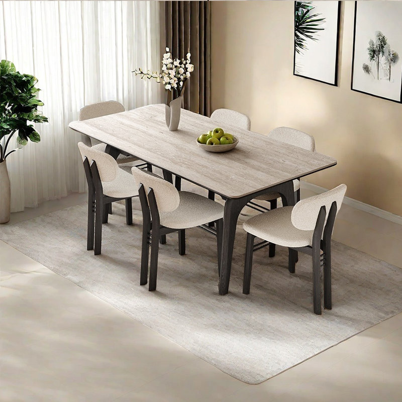 Ensemble de table de salle à manger rectangulaire de style français, H 29,53 po x L 62,99 po x l 31,5 po