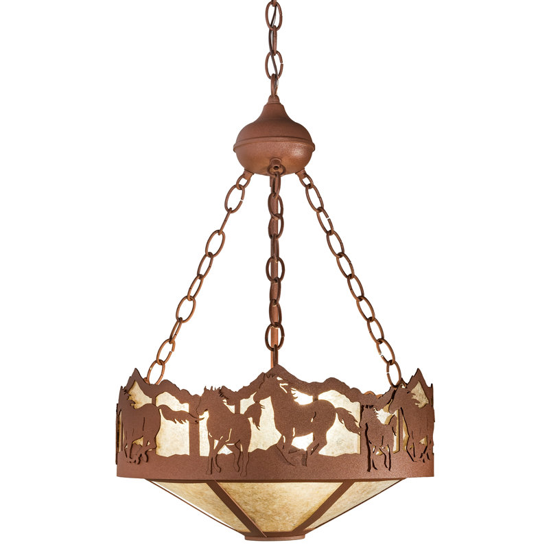 Rustic 16" Glass and Fluorescent Pendant Light