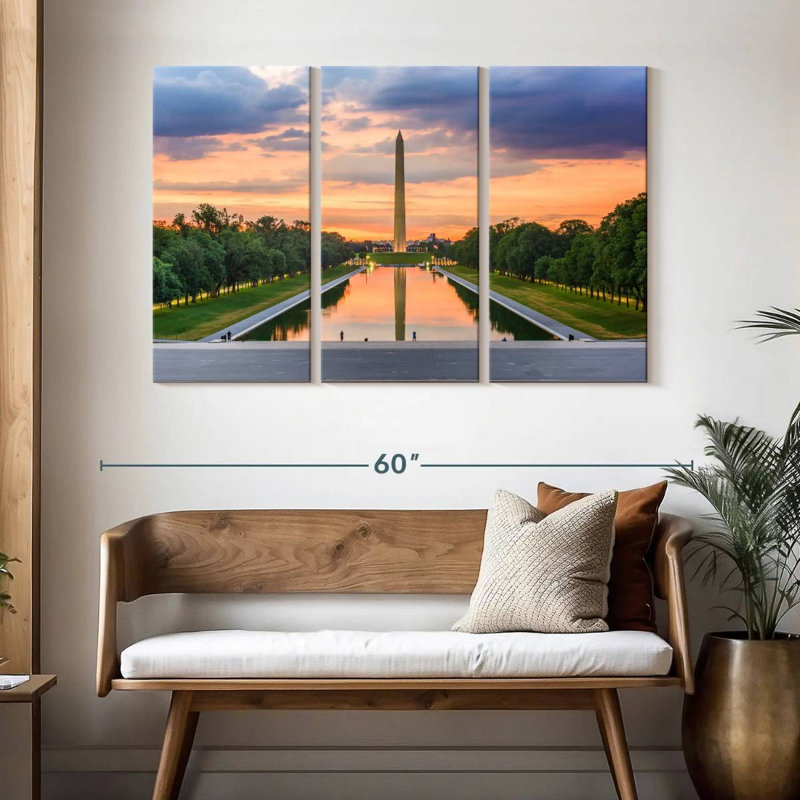 Monument de Washington au coucher du soleil, H 32 po x l 50 po