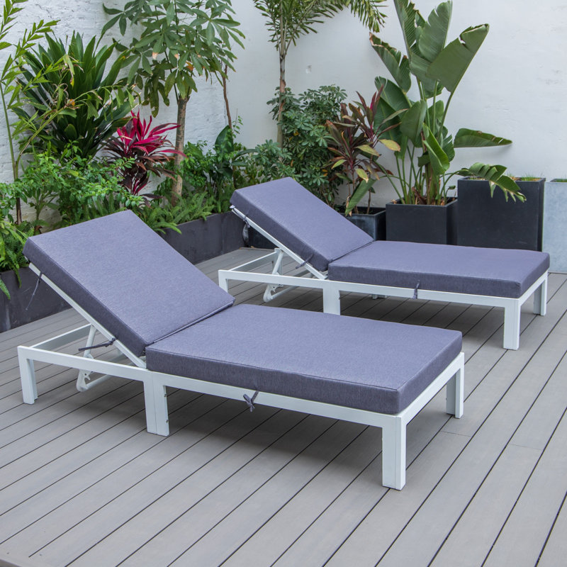Chelsea Outdoor Metal Chaise Lounge , Cushion Included, Blue