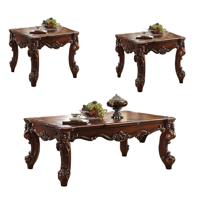 Ensemble de tables basses 3 pièces Carlene, Cerisier, 3 pièces (1 table basse, 2 tables de bout)