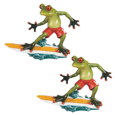 «2-PC Set» ICE ARMOR l 7,5 po Figurine de sculpture de grenouille, décoration d'ornement pour la maison / chambre et idées de cadeaux parfaits pour la pendaison de crémaillère, les fêtes et les anniversaires