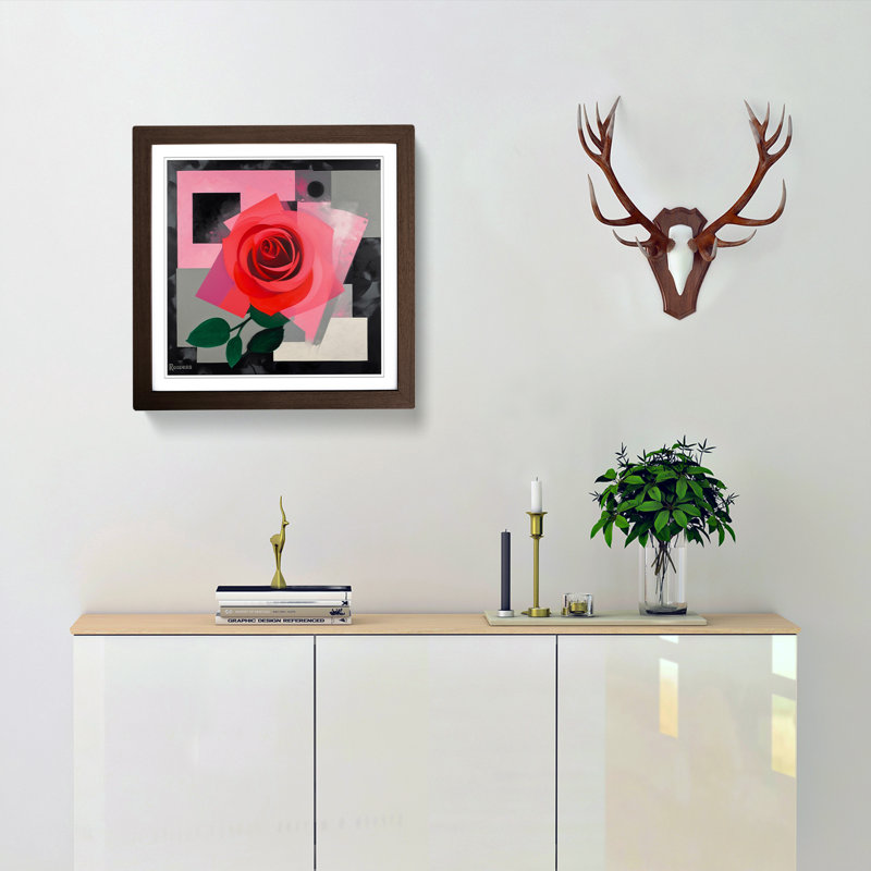 Rose Suprematism No.5 - Framed Print, Walnut