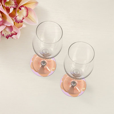 Hibiscus Lilac Vegan Leather Round Coasters