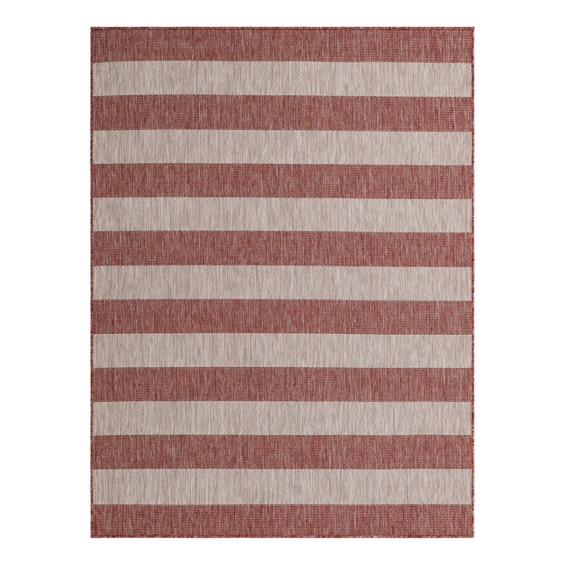 Simkins Striped Red/Gray Indoor / Outdoor Area Rug, Rectangle 5'3" x 7'1"