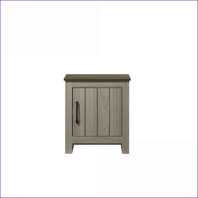 Gray Oak Nyla Coffee Table for Living Room, Space-Saving with Walnut Top &amp; Cabinet Storage