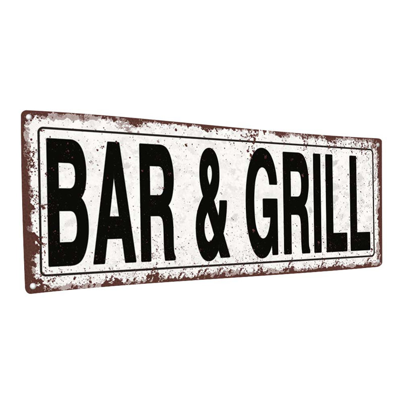 Enseigne en métal Bar & Grill, H 11,5 po x l 31 po x P 0,04 po