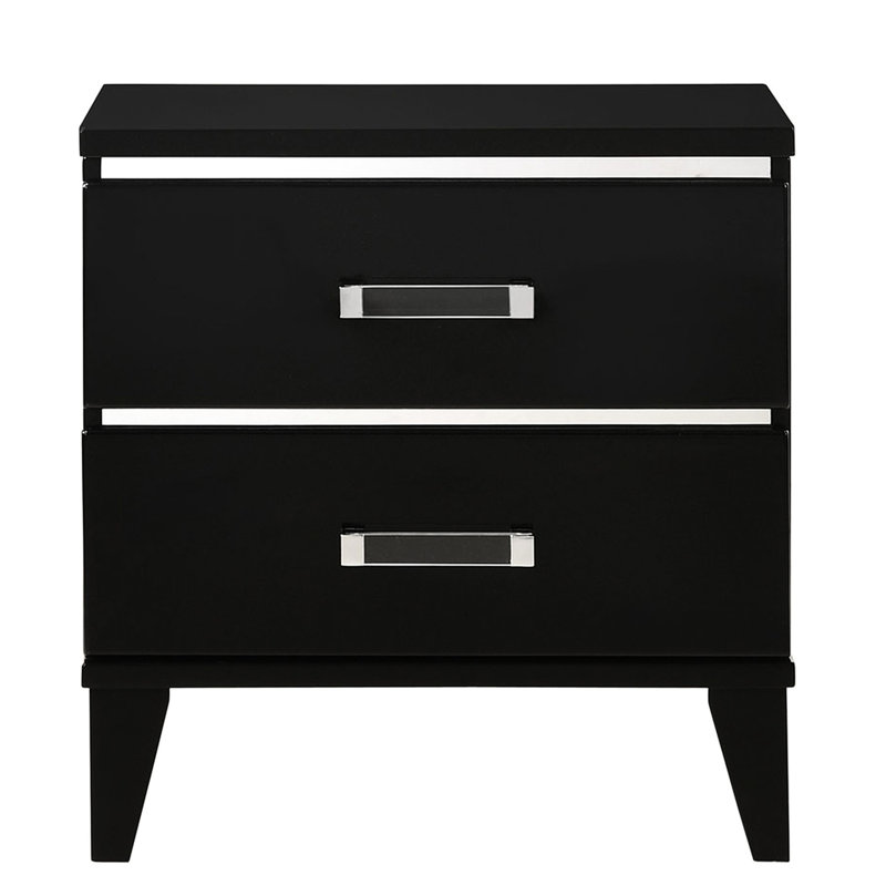 Table de chevet contemporaine noire 2 - et fonctionnelle pour la chambre à coucher pour faciliter l'organisation