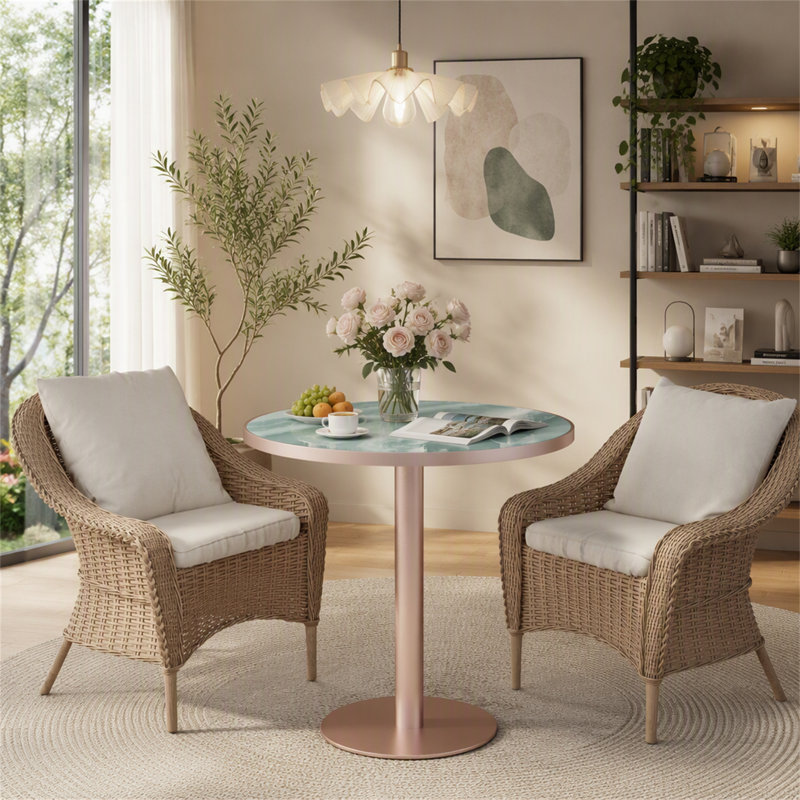 Table de salle à manger 31,5 po, Vert / or rose