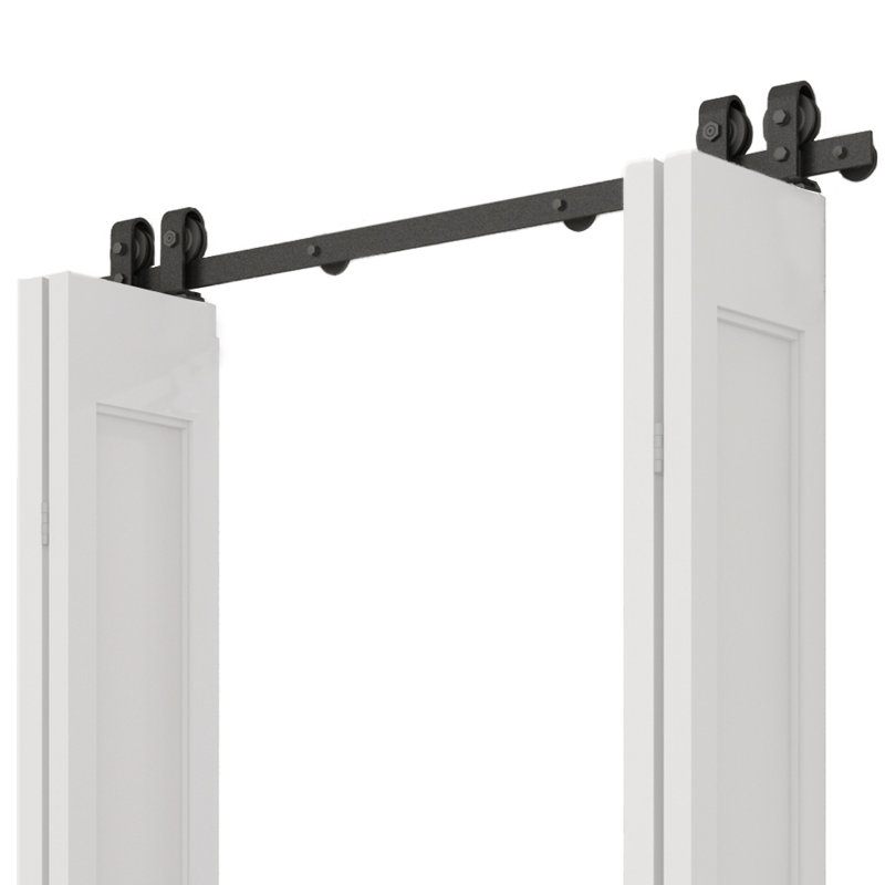 Black Steel Double Door Barn Door Hardware Kit Standard Double