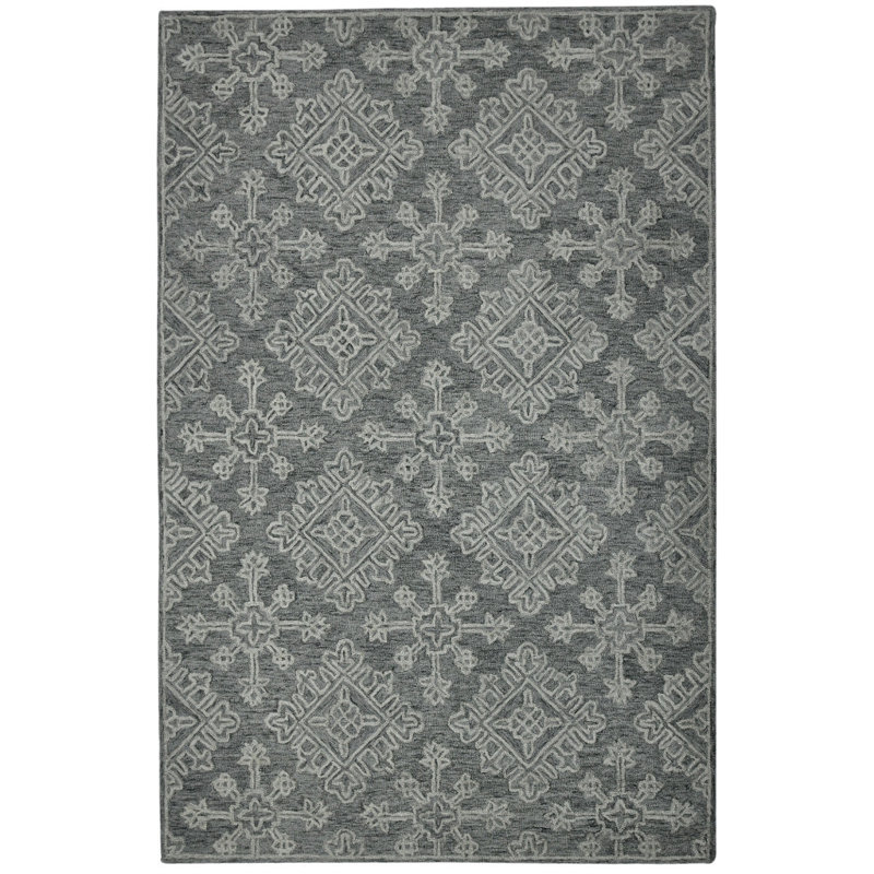 Tapis oriental crocheté à la main 2 pi x 3 pi Graphite