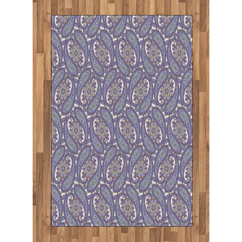 Paisley High Density Long Fiber Poly Threads Decorative Area Rug Carpet, Rectangle 4' x 5'8"