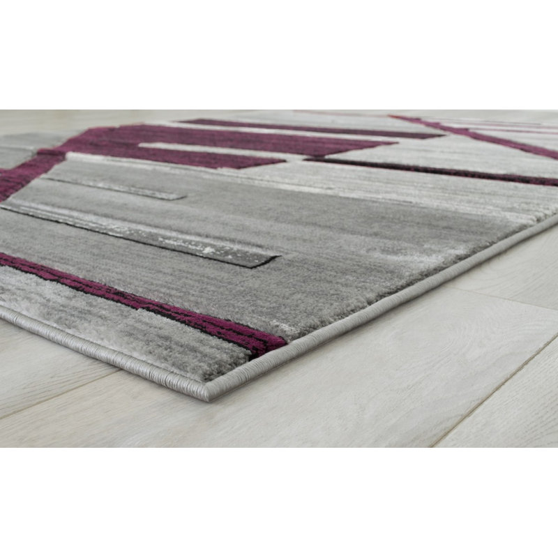 Tapis géométrique purplegray area Diva, Rectangle de 7 pi x 10 pi 5 po