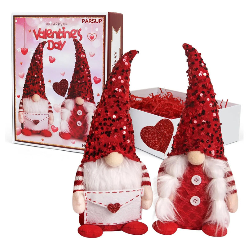 2 pièces de gnomes en peluche faits à la main pour la Saint-Valentin