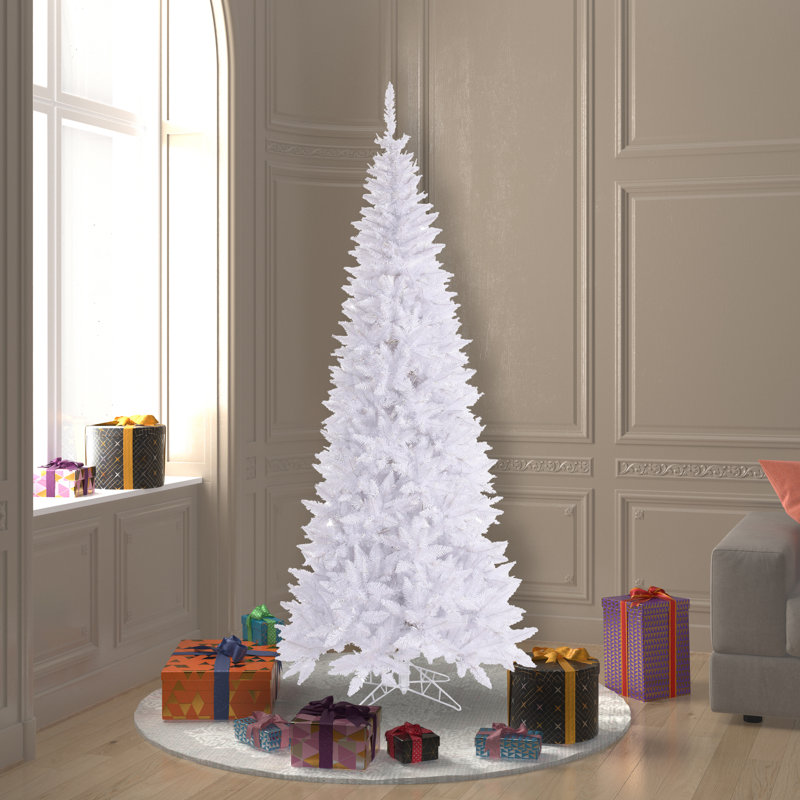 Sapin de Noël artificiel blanc, H 6,5 pi x l 34 po