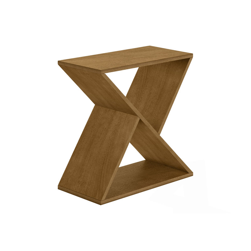 Table de bout étroite avec casier incliné et tablette inférieure, Taupe