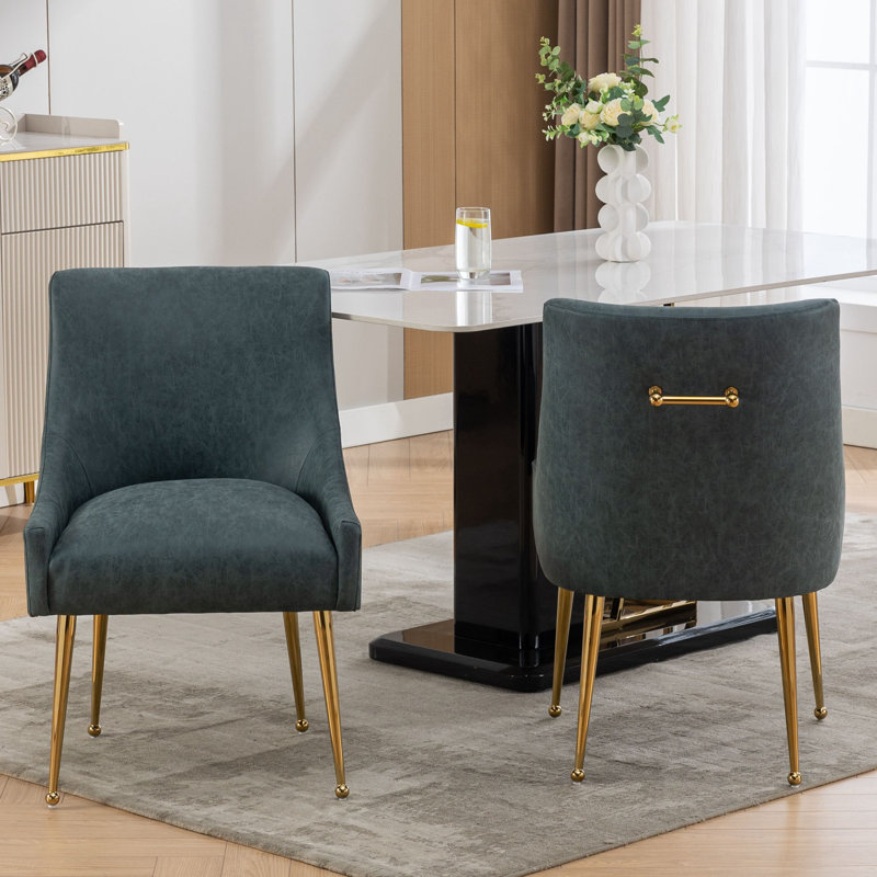 Chaise de salle à manger rembourrée Tymara, Bleu marine