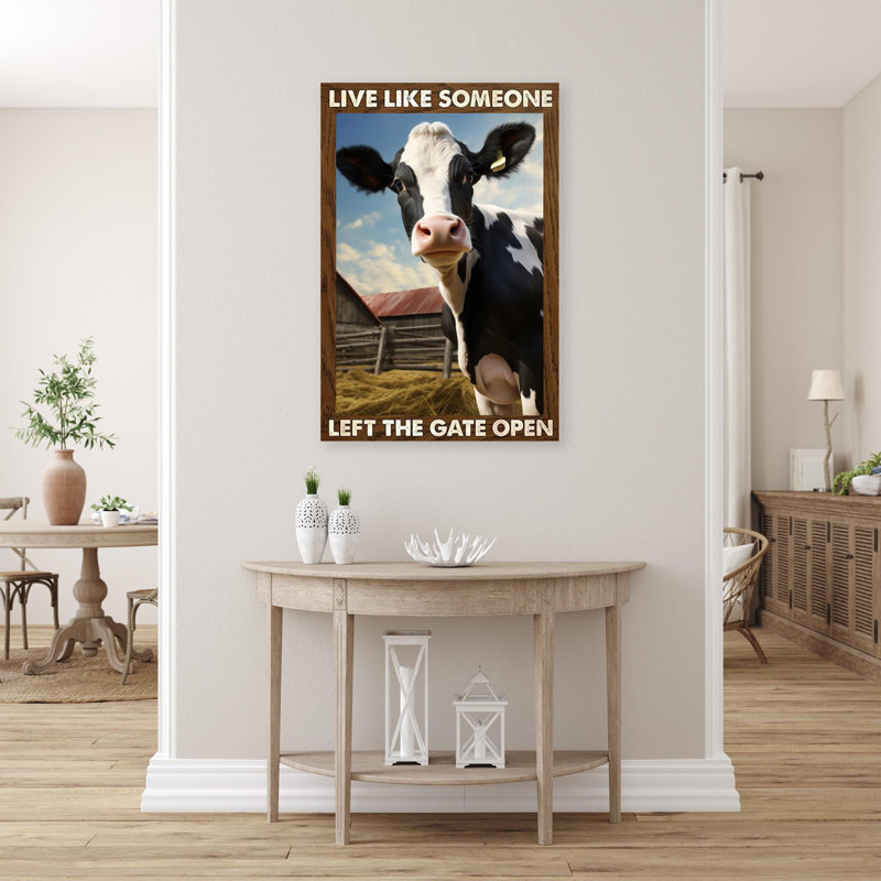 «Cow Live Like Someone» sur toile, H 14 po x l 11 po x P 1,25 po