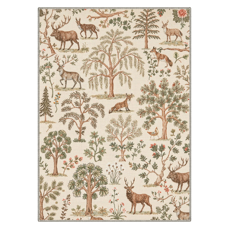 Tapis d'intérieur brun / beige lavable à la machine Eden avec envers antidérapant, Rectangle 6 pi x 9 pi