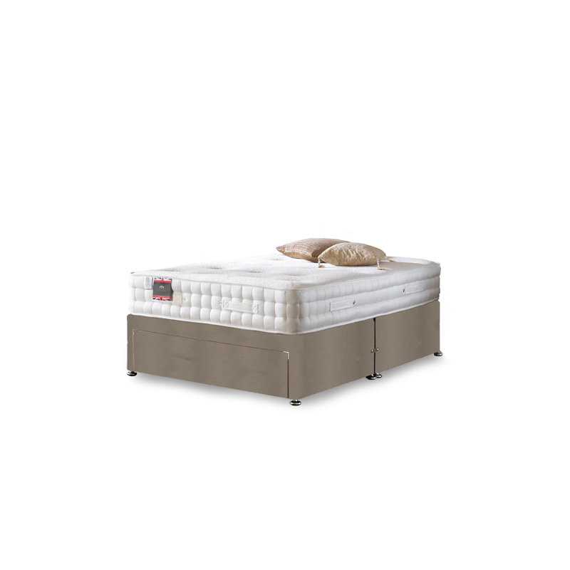 Arlette Upholstered Divan Bed with Mattress, 2 Drawers, Silver Plush Velvet, Single (3')
