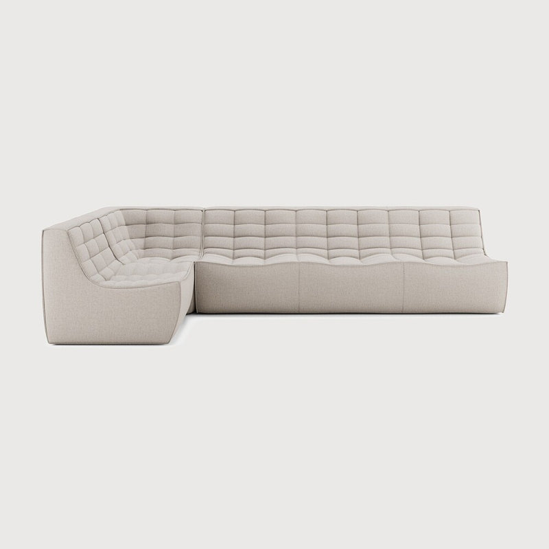 N701 Modular Sofa Set - Combo Left - 1 Seater + 2 Seater + 90° Square Corner, Blue Polyester Blend, 30" H x 119" W x 91" D