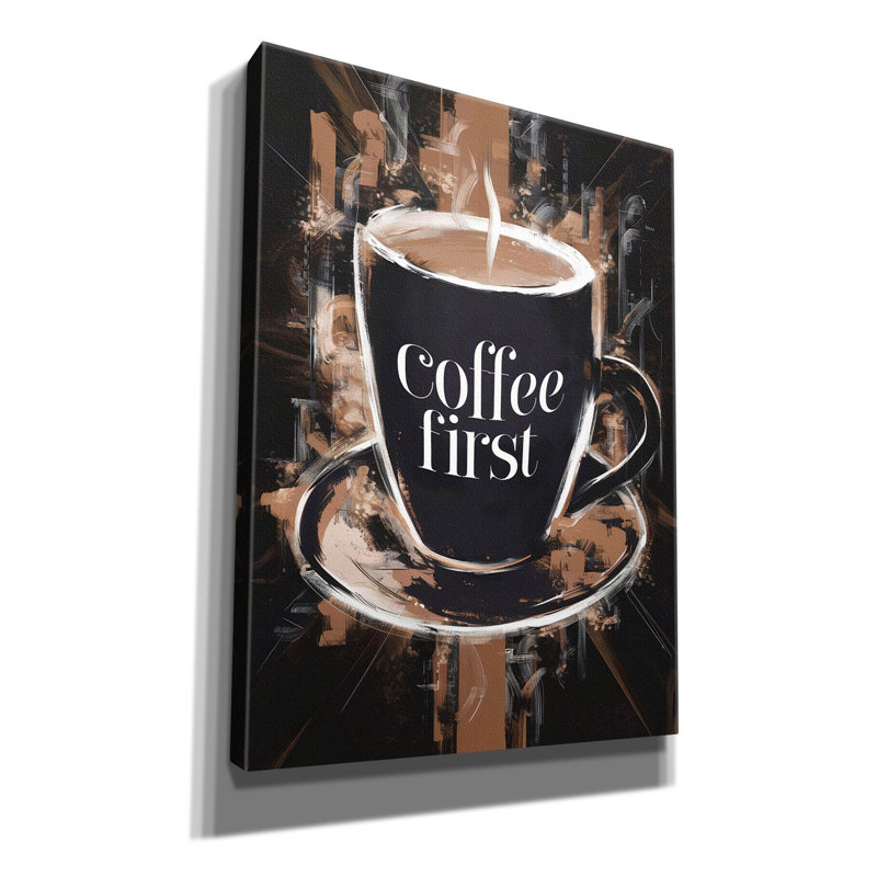 «Coffee First» par Andreas Magnusson, art mural sur toile, H 54 po x l 40 po x P 1,5 po