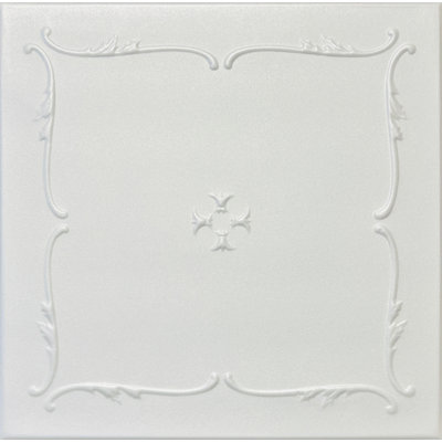 20X20 Styrofoam Ceiling Tiles Glue-Up Decorative Panels For Easy Diy Install, Home & Basement Renovation. R5 Atena, Plain White, Lot/8