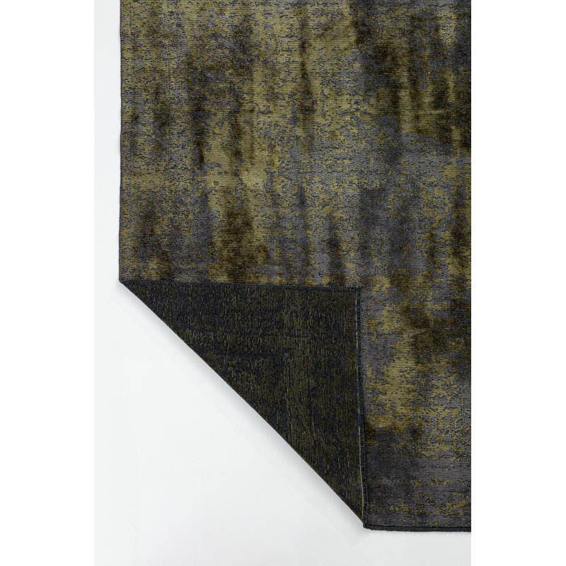 Tapis oriental gris foncé / jaune Rapture, Rectangle 7 pi 10 po x 11 pi 2 po