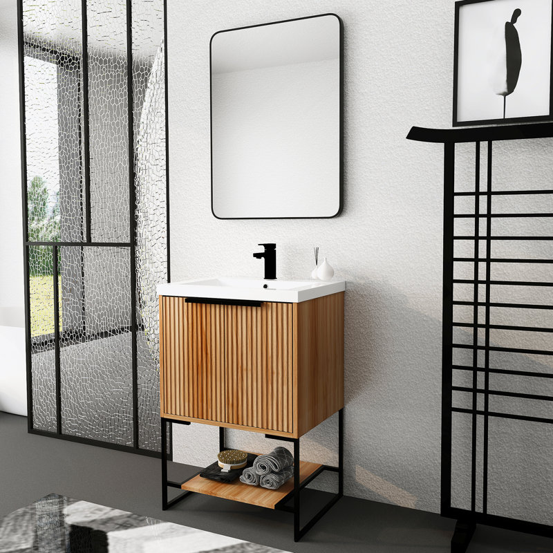 Meuble-lavabo autoportant de 24 po avec lavabo en résine BVA01124MP-1, (W99981917)