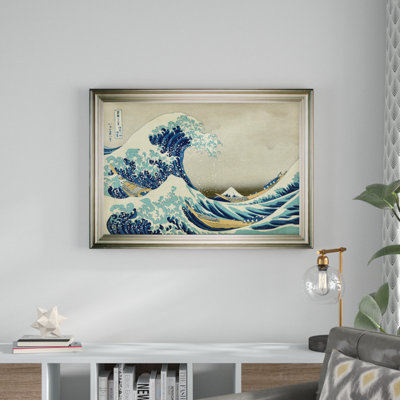 « the great wave » par katsushika hokusai,, reproduction de peinture à l’huile sur toile tendue encadrée
