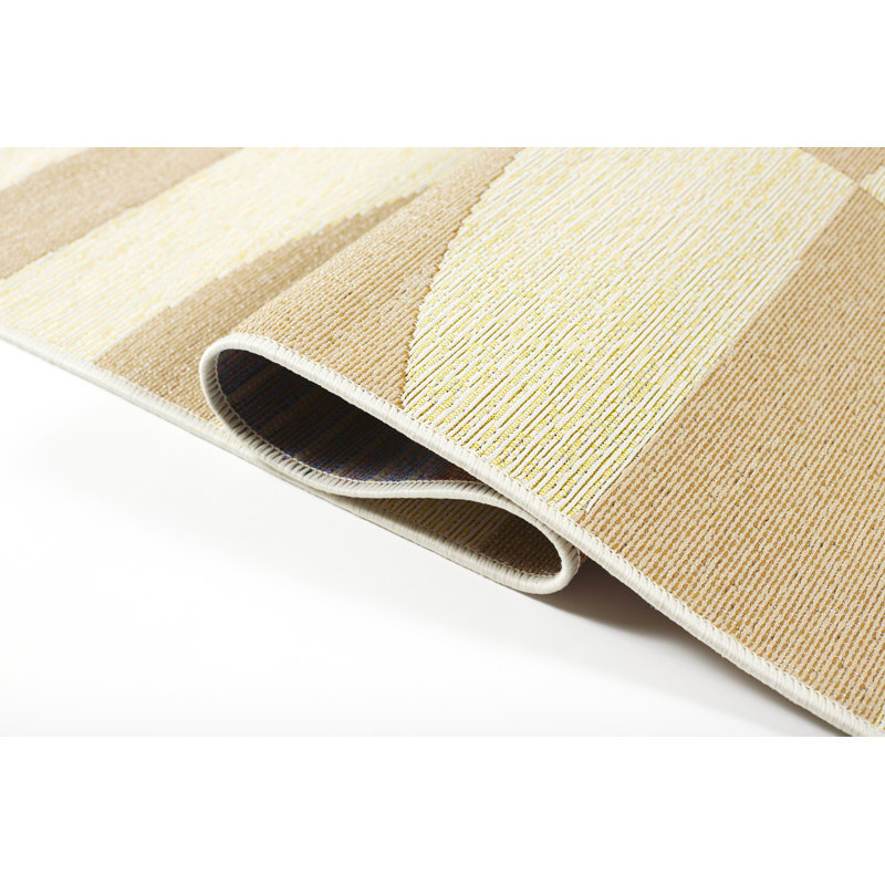 Tapis intérieur / extérieur en polypropylène tissé à la machine Wond Hour, Brun, 6 pi 7 po x 9 pi 4 po