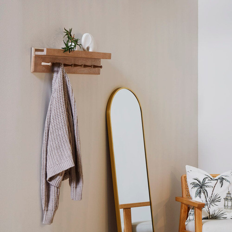 Hopley Solid Wood Wall 6 - Hook Wall Mounted Coat Rack, Whitewash