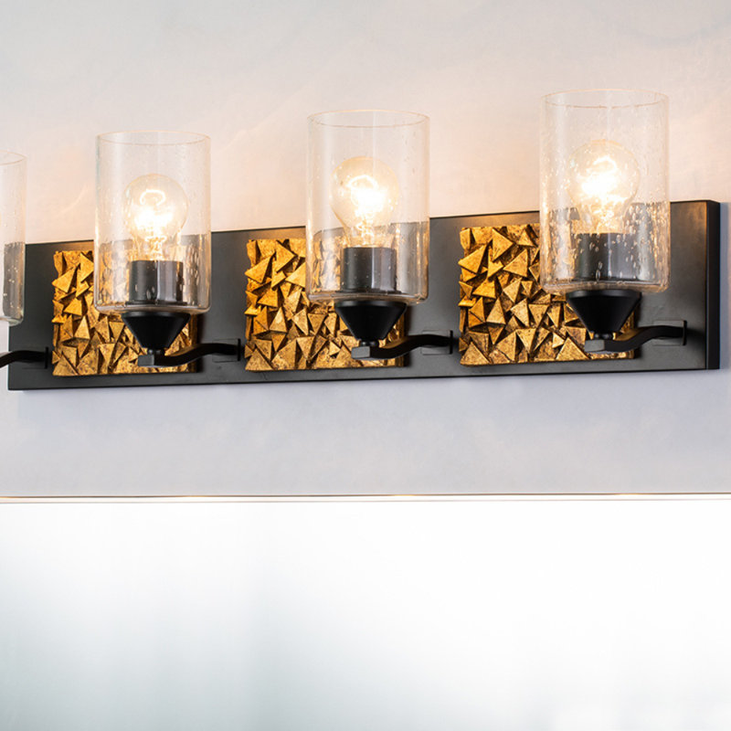 Ensemble de meuble-lavabo 4 lumières Faubourg Bocage, Noir et or