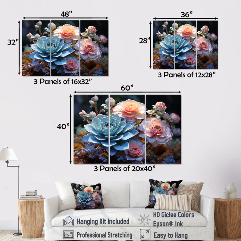 «Succulent Farmhouse Still Life I», ensemble de reproductions d'art mural, Toile tendue, H 28 po x l 36 po x P 1 po