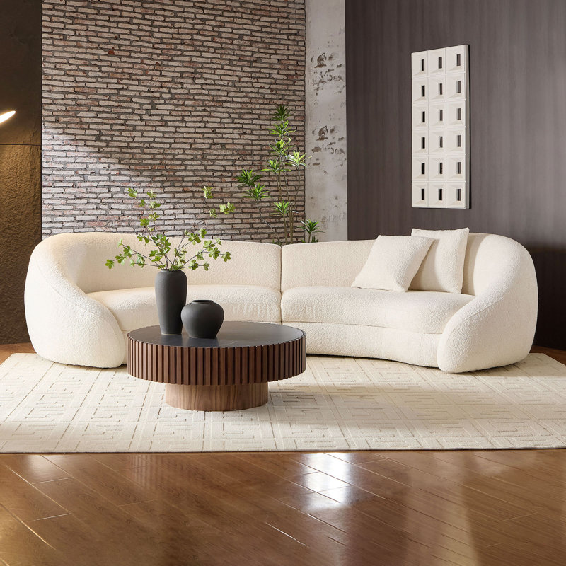 Canapé moderne et courbé avec un design élégant en forme de cœur pour le salon, Blanc