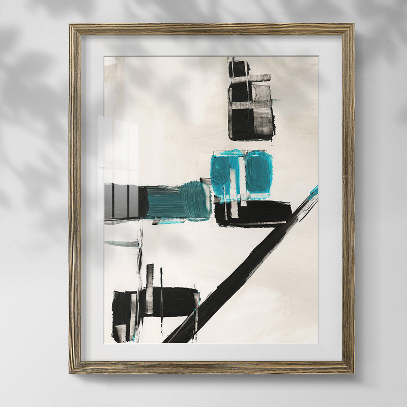 Rabun Geometel Notes I, reproduction d'art sur toile, Papier avec cadre noyer, Blanc, H 20 po x l 16 po x P 1 po