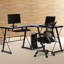 Bureau de coin en L en verre trempé Bureau de jeu en métal robuste avec cadre en métal et plateau d'ordinateur