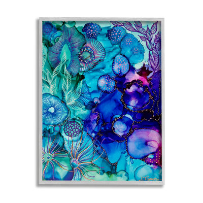 Az-949-Framed " Blue Modern Sea Life " by Amy Tieman